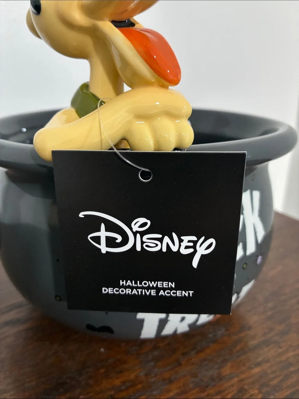 NWT- Disney- Pluto 'Trick or Treat' -Halloween Ceramic Candy Cauldron Bowl